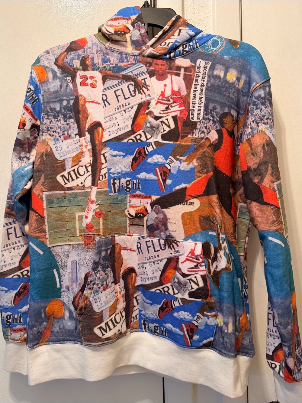 Big Boys Air Jordan Multicolor Collage Graphic Hoodie Size XL